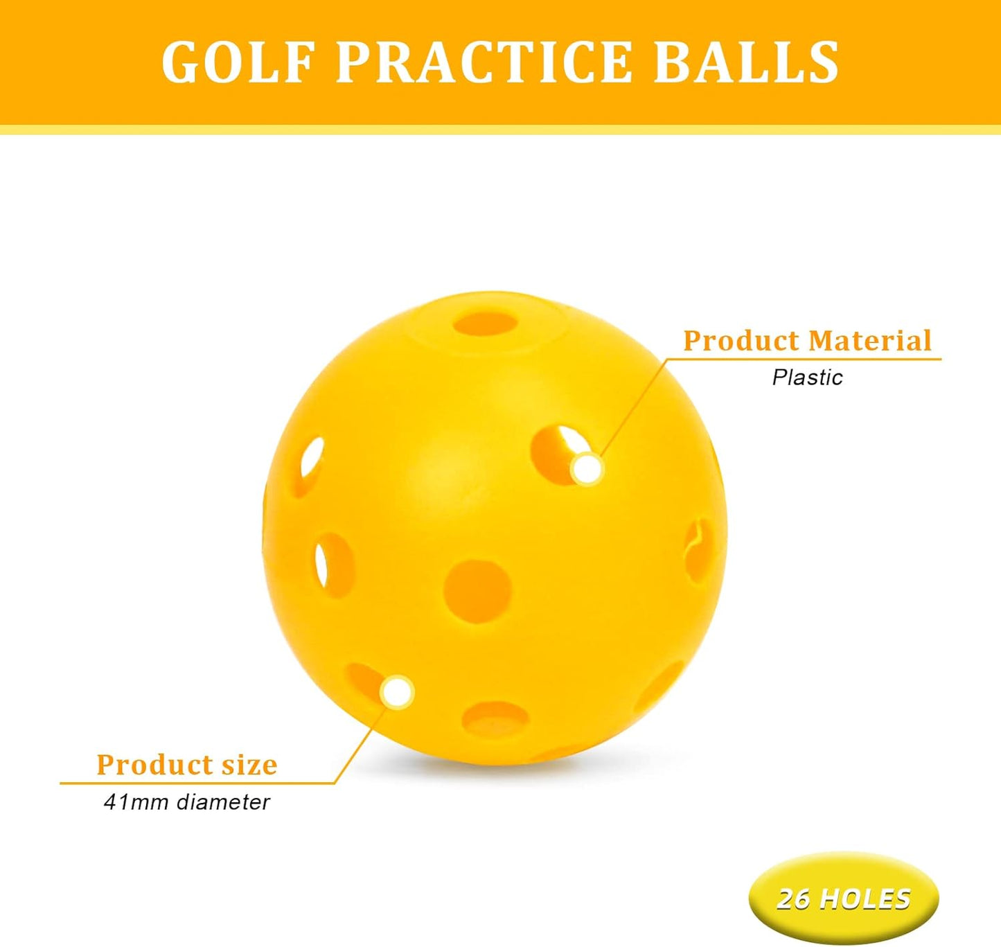 Plastic Golf Balls Practice Limited Flight Golf Training Ball Hollow Swing Practice Indoor Golf Balls with Mesh Drawstring Bag for Backyard Driving Range or Outdoor