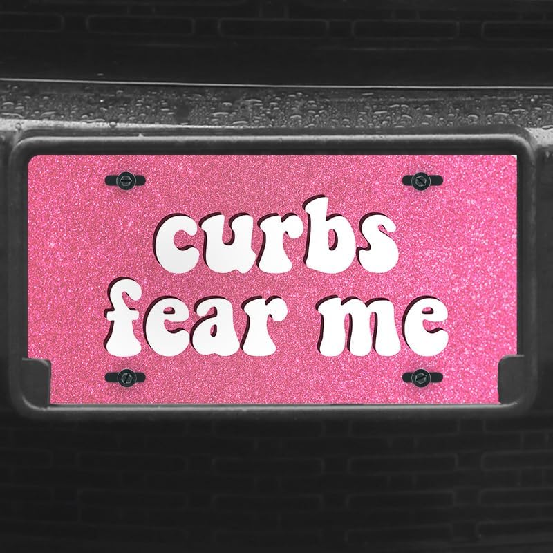 Unique Vanity License Plates | 16 Individual Designs | 3 Sizes (Automobile, Golf Cart, Motorcycle/Bike) | Made in U.S.A. | Custom Car Tags (Curbs Fear Me, Motorcycle/Bike (6" x 3"))