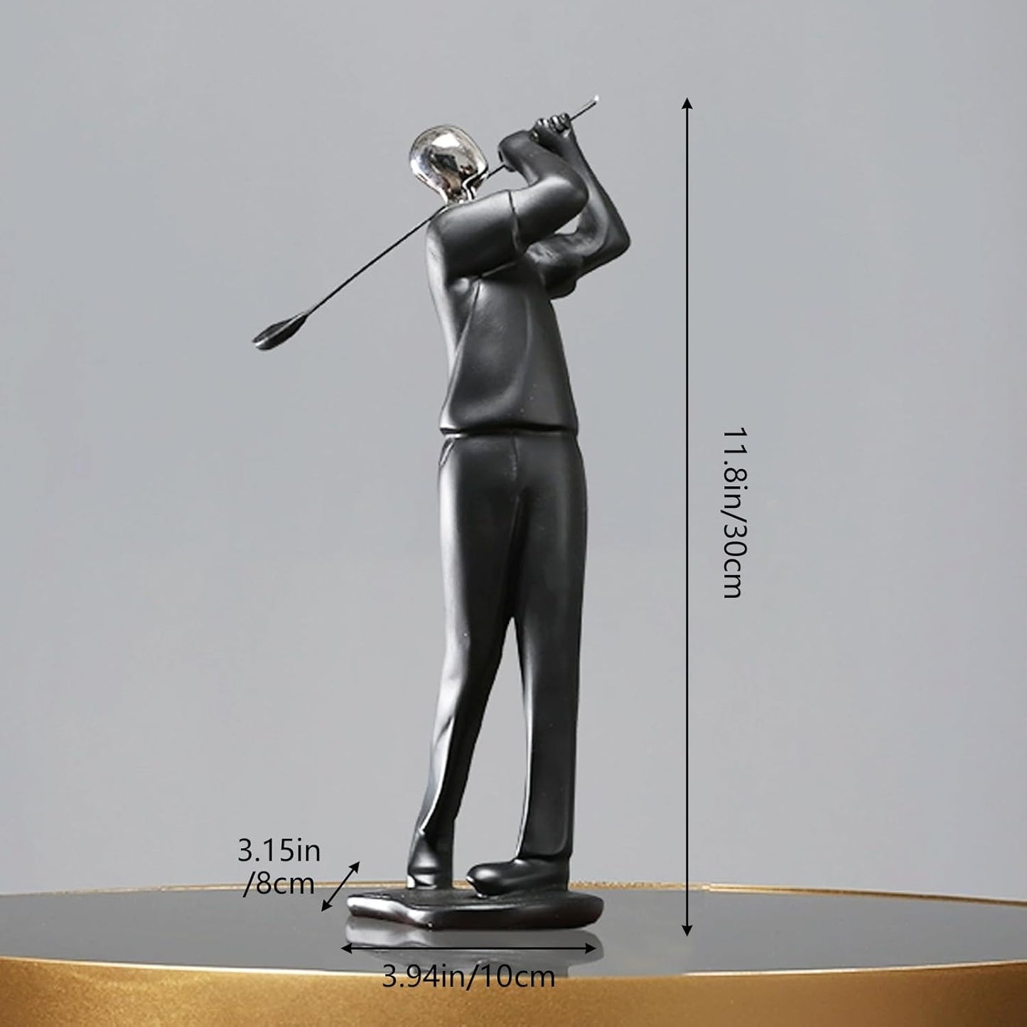 4×3×12" Modern Golf Figurine Statue – Elegant Polyresin Golfer Sculpture for Home Decor – Black Geometric Luxury Art for Living Room, Wine Cabinet, Office – Minimalist Modern Decorative Gift