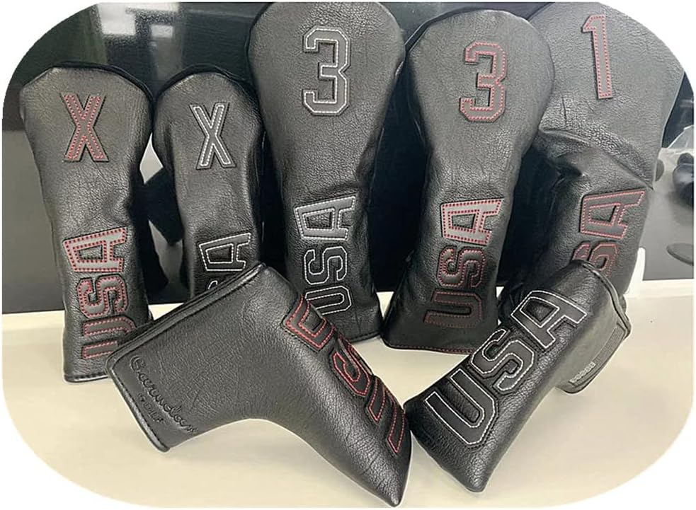 TaylorMade, Titleist, Callaway Golf Driver & Fairway Wood Headcovers - Black Synthetic Leather, Thick, Cool, USA Made