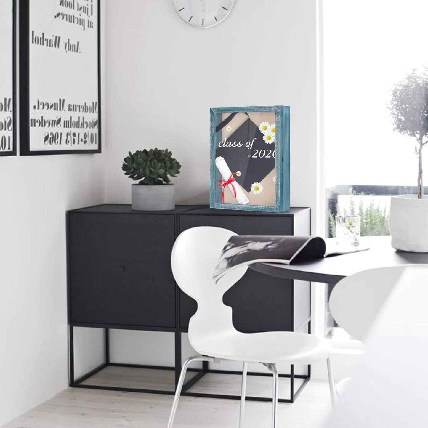 Love-KANKEI Shadow Box Display Case 11x14 Shadow Box Picture Frame with Linen Back Memorabilia Awards Medals Photos Memory Box Gift Rustic Blue