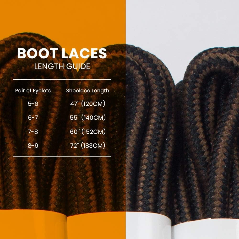 BB BROTHER BROTHER Boot Laces (5 Pairs) of Heavy Duty and Durable Round Shoelaces for Work, Hiking and Walking Boots