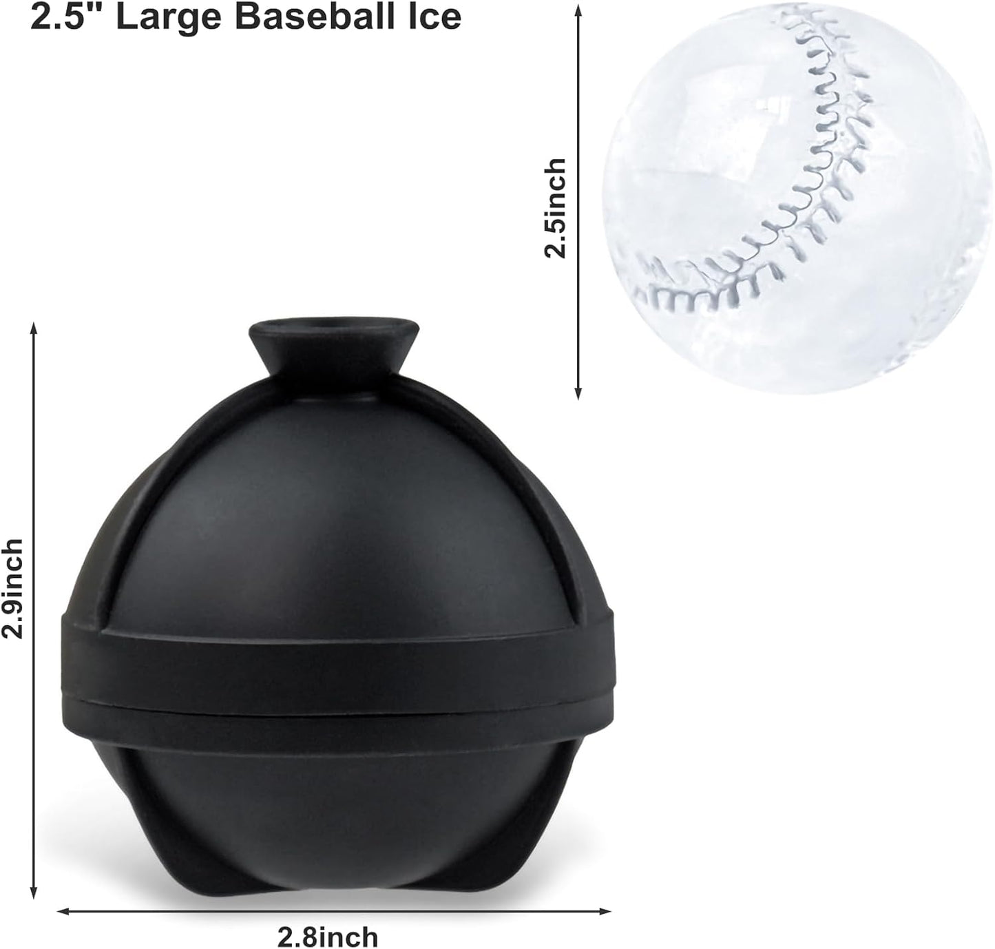 Bangp Baseball Ice Cube Molds Set of 2,Whiskey Round Ice Cube Molds,Novelty Sphere Ice Molds Create 2.5 Inch Baseball Shaped Ice Balls - Each Stone Keeps Your Drinks Cool and Unique,for Men and Women