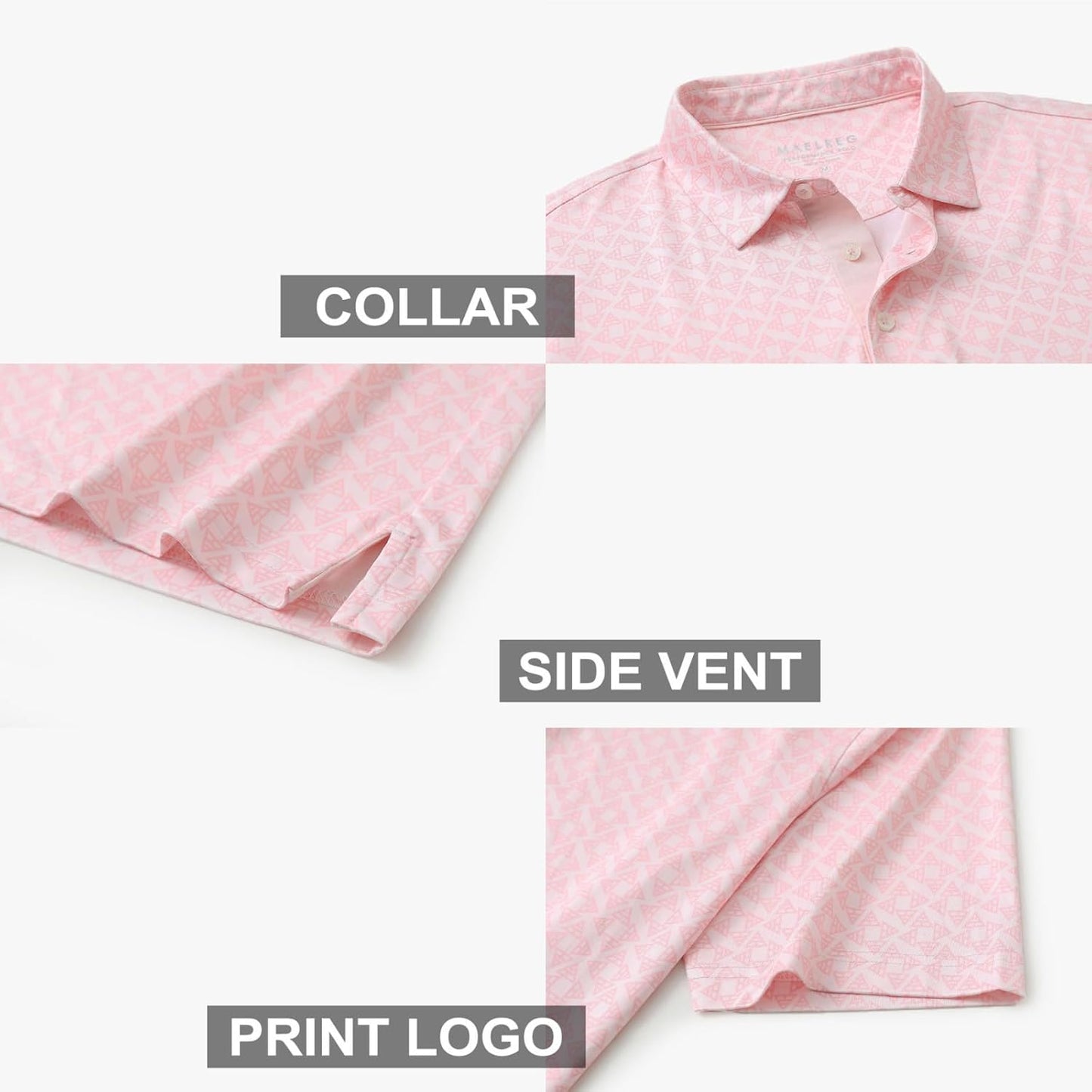 Golf Shirts for Men Dry Fit Short Sleeve Print Performance Moisture Wicking Polo Shirt