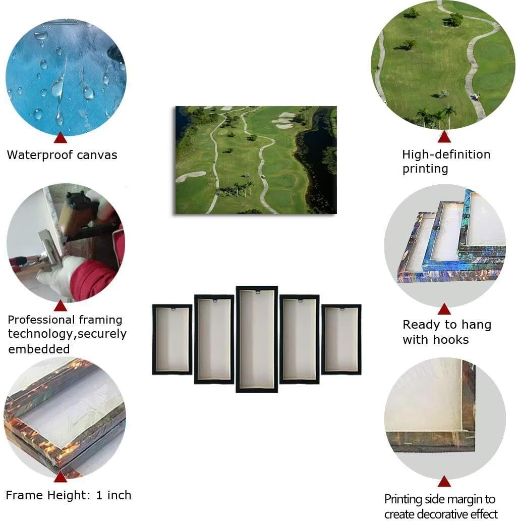 chenchenArt Florida Community Golf Course Wall Art for Living Room Bedroom Bathroom Home Decorations Golf Course Picture Poster Canvas Prints Modern Artwork Framed Ready to Hang(12''H x 16''W)