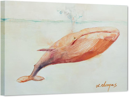 JZLDZS Pink Whale Wall Art Coastal Bathroom Decor Framed Nautical Pictures Ocean Animal Canvas Painting Print for Bedroom Nursery, 12x16 Inch