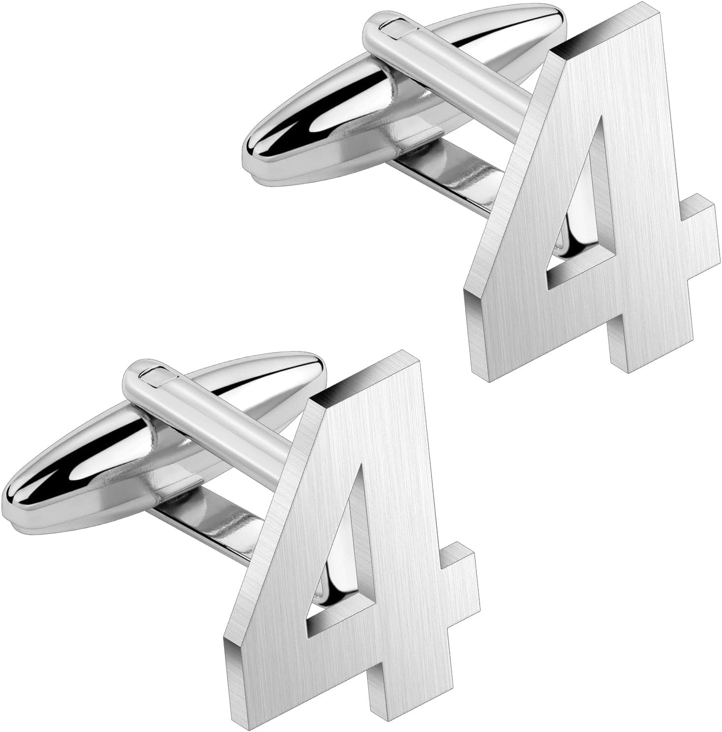 AMITER Mens Cufflinks with Number, Classic Silver Personalized Cuff Links for Men, Sport’s Day Casual or Formal Shirts