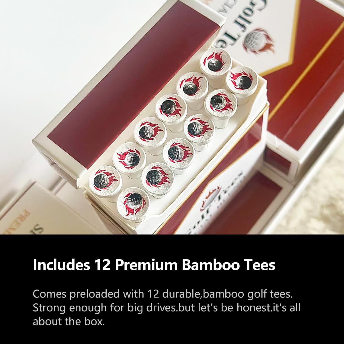 Premium Bamboo Golf Tees | 83mm (3.25") Wooden Tees | Golf Gifts for Men | Vintage-Style tee Case Golf Accessories for Men | Funny Golf Accessory for Golfers