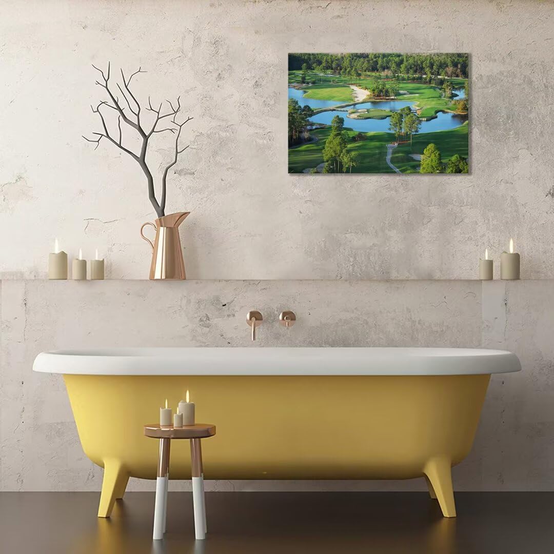 chenchenArt King's North Golf Course Wall Art for Living Room Bedroom Bathroom Home Decorations Myrtle Beach National Club Picture Canvas Prints Modern Artwork Framed Ready to Hang(24''H x 36''W)