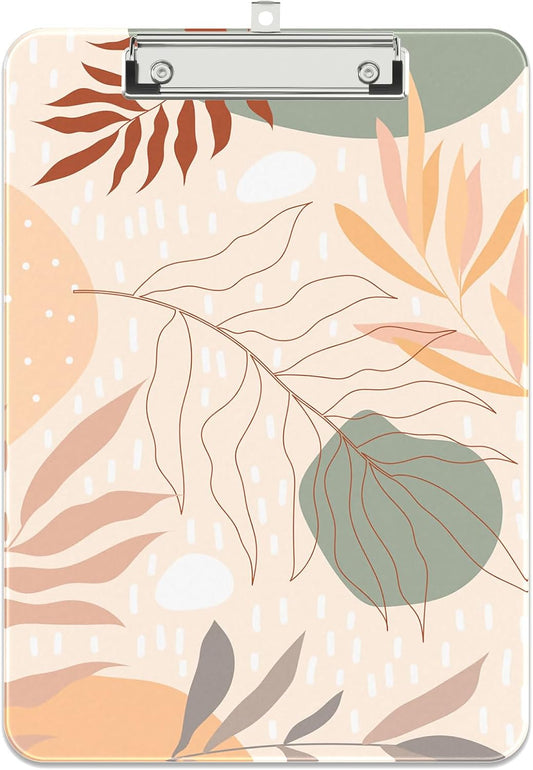 Rimilak Plastic Clipboards with Metal Clip, A4 Letter Size 9 x 12.5 in, Office Decorative for Students Women Men and Kids, Cute Custom Pattern, Yellow Leaves