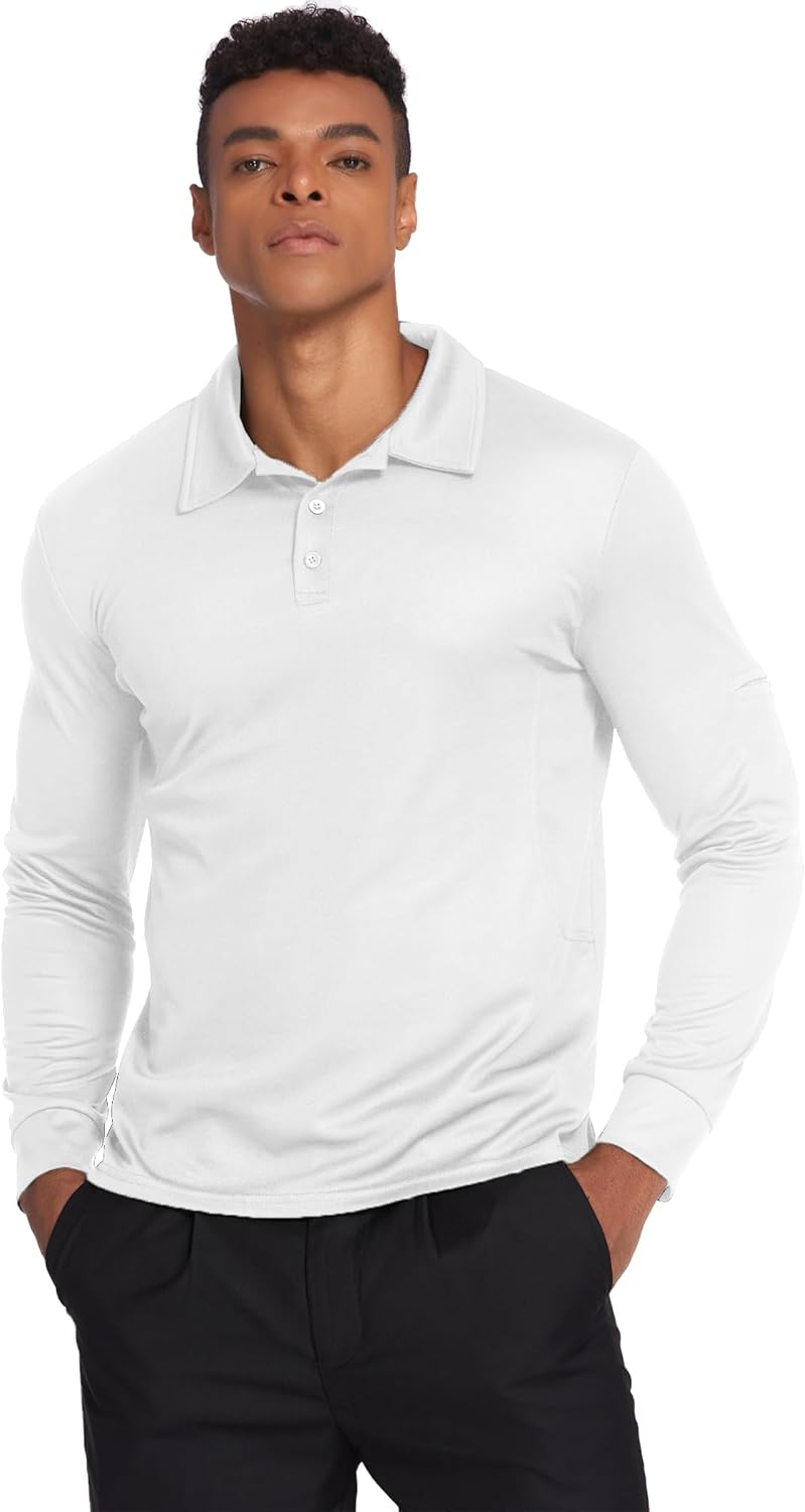 Deyeek Men's Polo Shirts Long Sleeve Golf Polo Shirts for Men Quick Dry UPF 50+ Sun Protection Polos Casual Collared Shirts