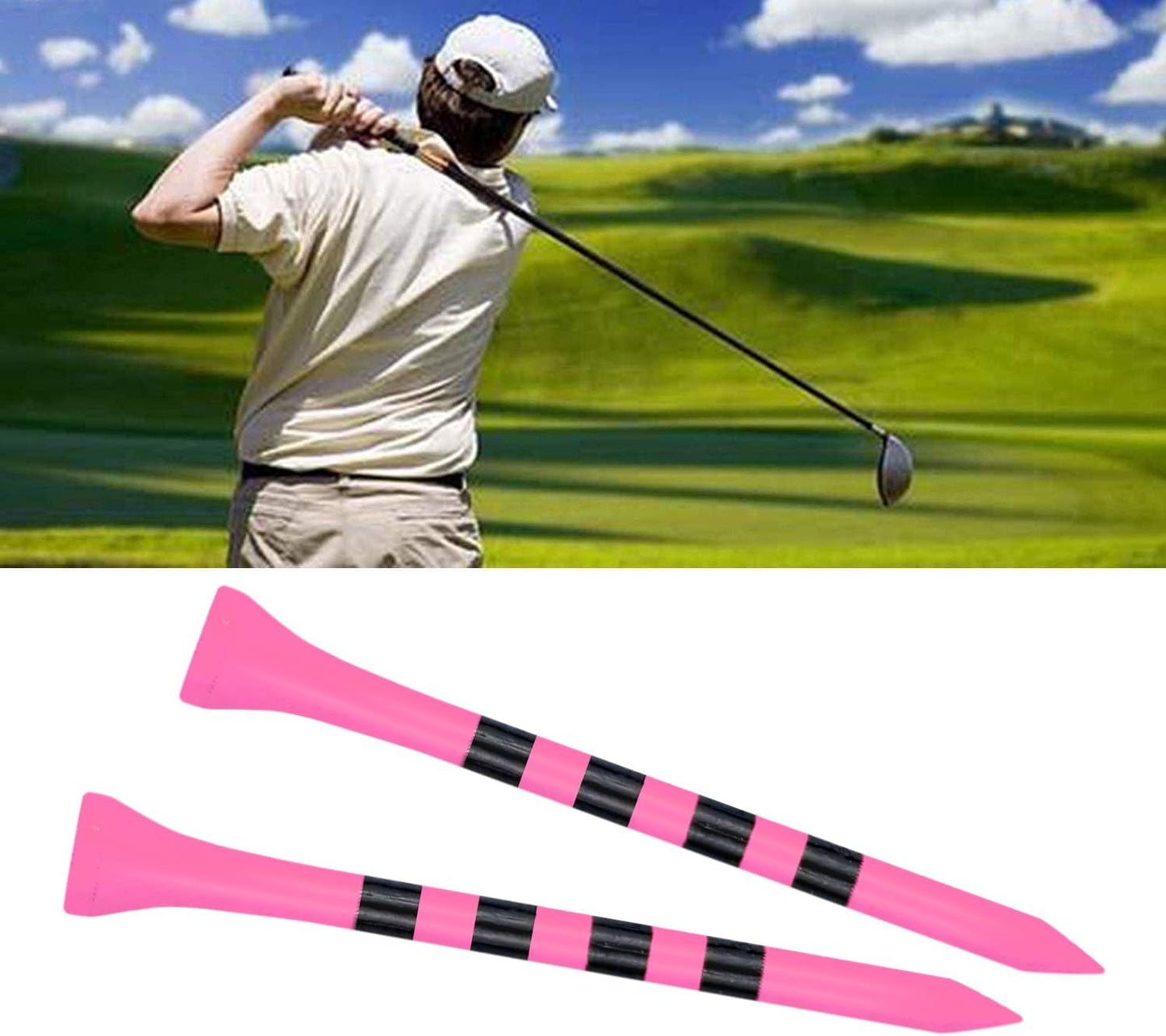 Wooden Golf Tees 3-1/4", 2-3/4", 2-1/8", 1-1/2" Available, 100 Count (Natural Color, White, Black, Blue, Red, Green, Yellow, Pink, Orange)