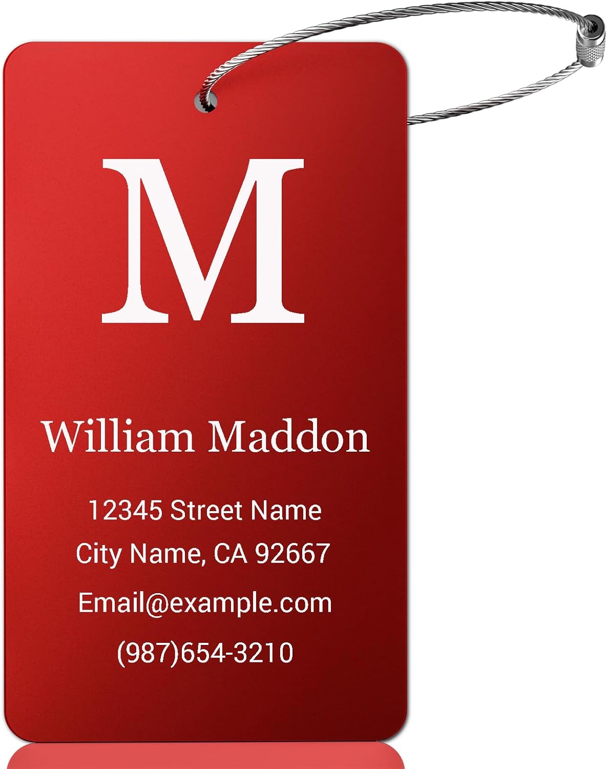 Luggage Tags for Suitcase - Red Personalized Engraved Metal Tag for Cruise Travel - Custom Name Tags Suitable for Bags and Backpacks No Underline (2x3.5 inch)