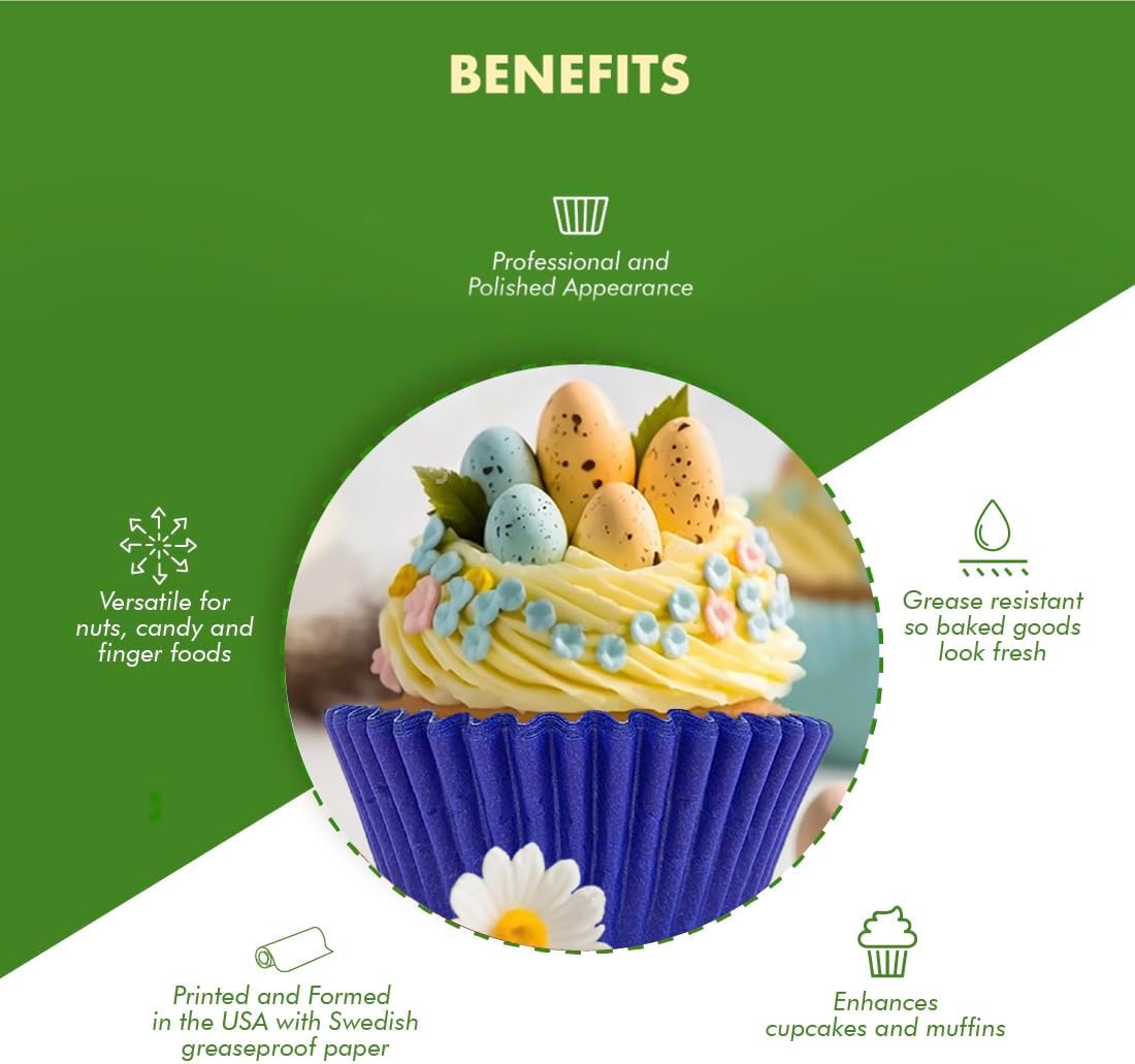 Regency Wraps Greaseproof Professional Grade Baking Cups, Pack of 40, Standard Liners, Royal Blue Solid, for Cupcakes, Muffins, Candy, Non Stick