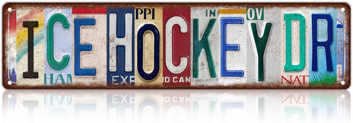 Vintage Ice Hockey Dr Street Sign Wall Decor Metal Tin Signs Poster