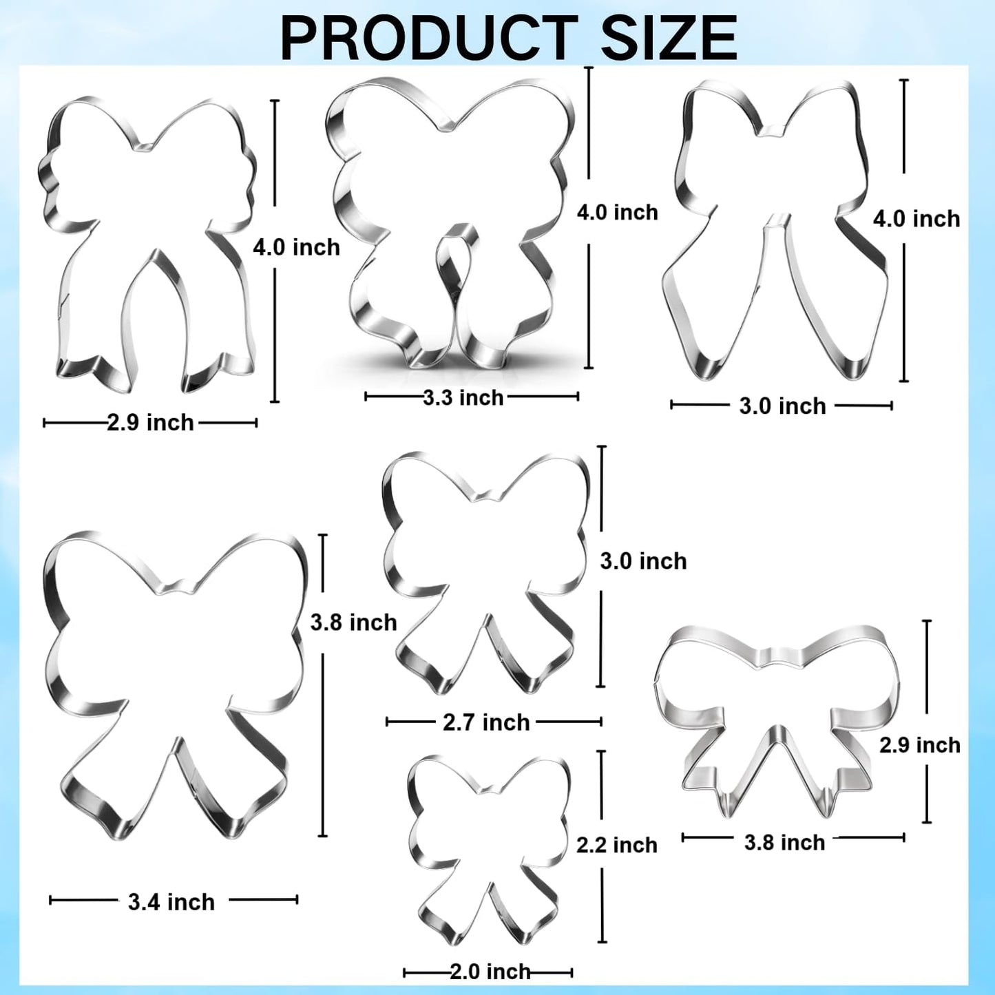 Bow Cookie Cutter Set-7 Piece-2.2" to 4.0"-Dishwasher Safe - Metal Cookie Cutter for Baking - Perfect for Baby Shower, Birthday, Wedding, and Graduation Cookies