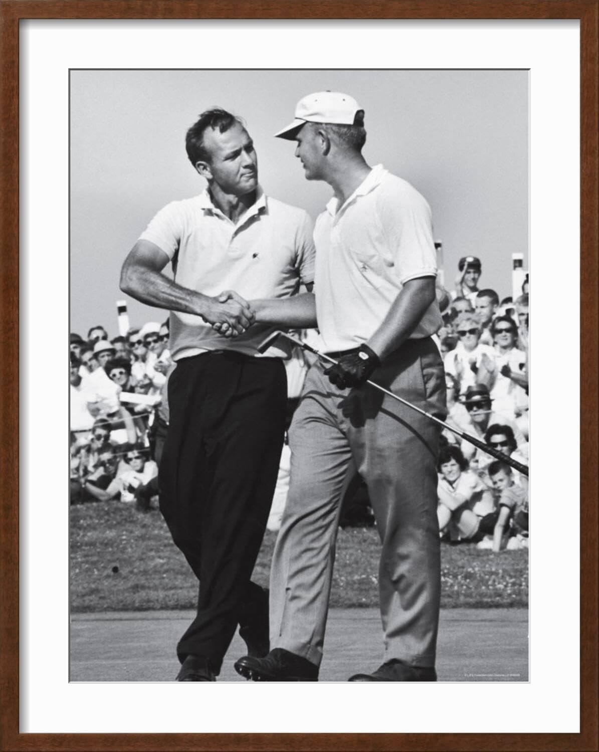 ART.COM Wall Premium Photographic Print Golfer Jack Nicklaus and Arnold Palmer During National Open Tournament on Brown Frame by John Dominis, 23" x 29"
