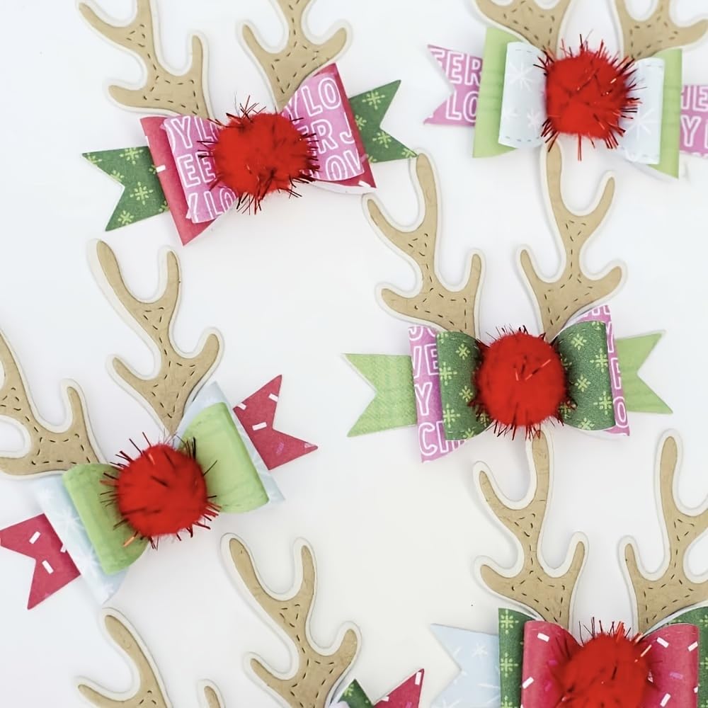 Lapoo Metal Cutting Die for Scrapbooking, 3D Backgrounds Frame New Cutting Dies DIY Album Card Making Decor Paper Metal Die Cuts Party Wedding Decorations (Antler 4.2 x 3.7 in)