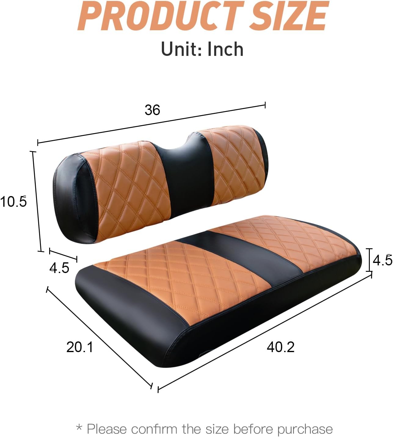 NOKINS Golf Cart Diamond Seat Covers Kit, Fit for EZGO TXT 1994-2013/EZGO RXV OEM Standard Front Seat Cushion, Golf Cart Vinyl Seat Cover, No Nails Required (Brown and Black)