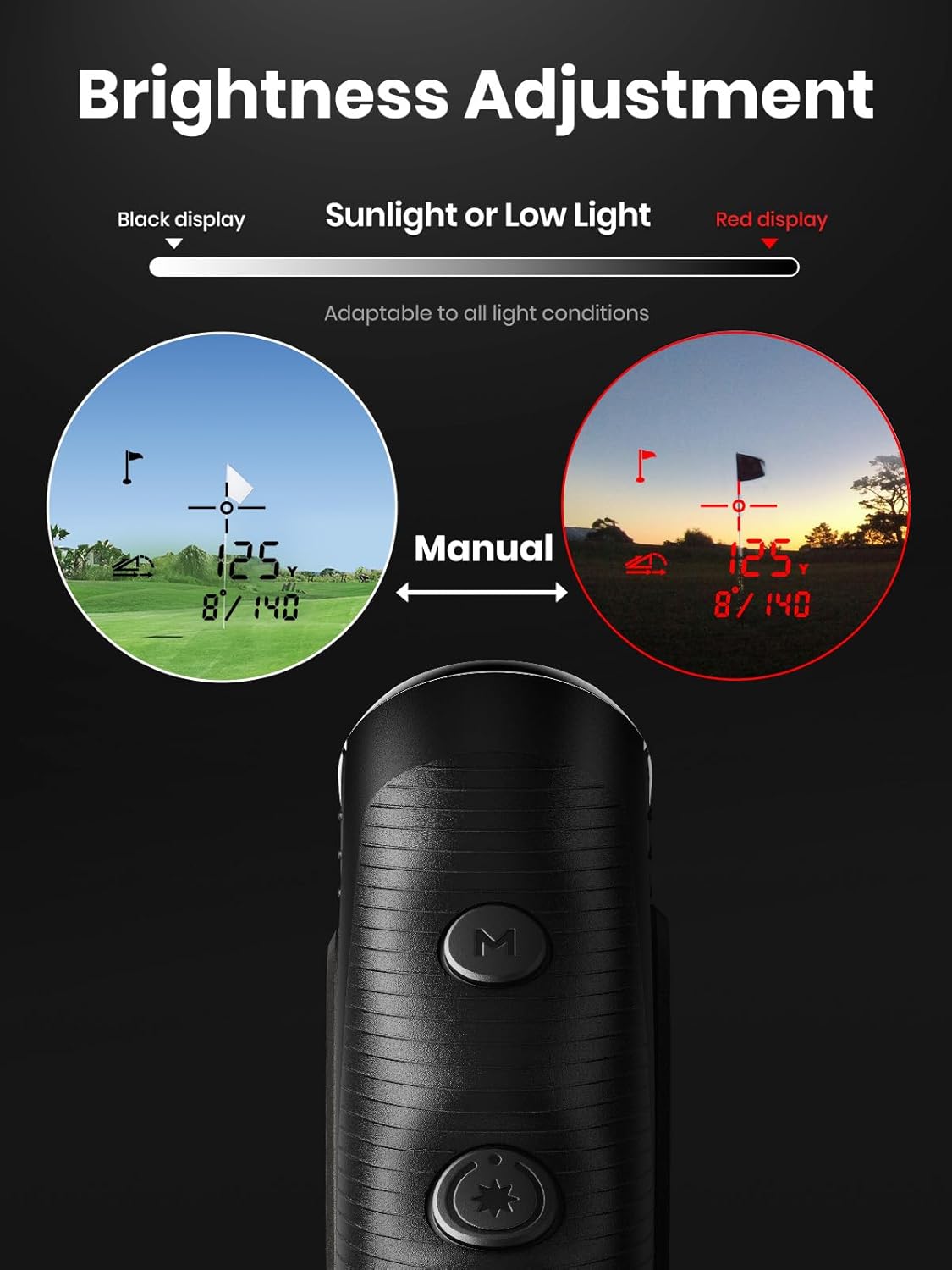 ACEGMET Golf Rangefinder with Slope & Coach Mode - 1300 Yards Laser Range Finder, Hybrid-pwr Rechargeable, 0.1s Flag Pin Locking Vibration, 7X Magnification, Dual-Color Display, Magnet