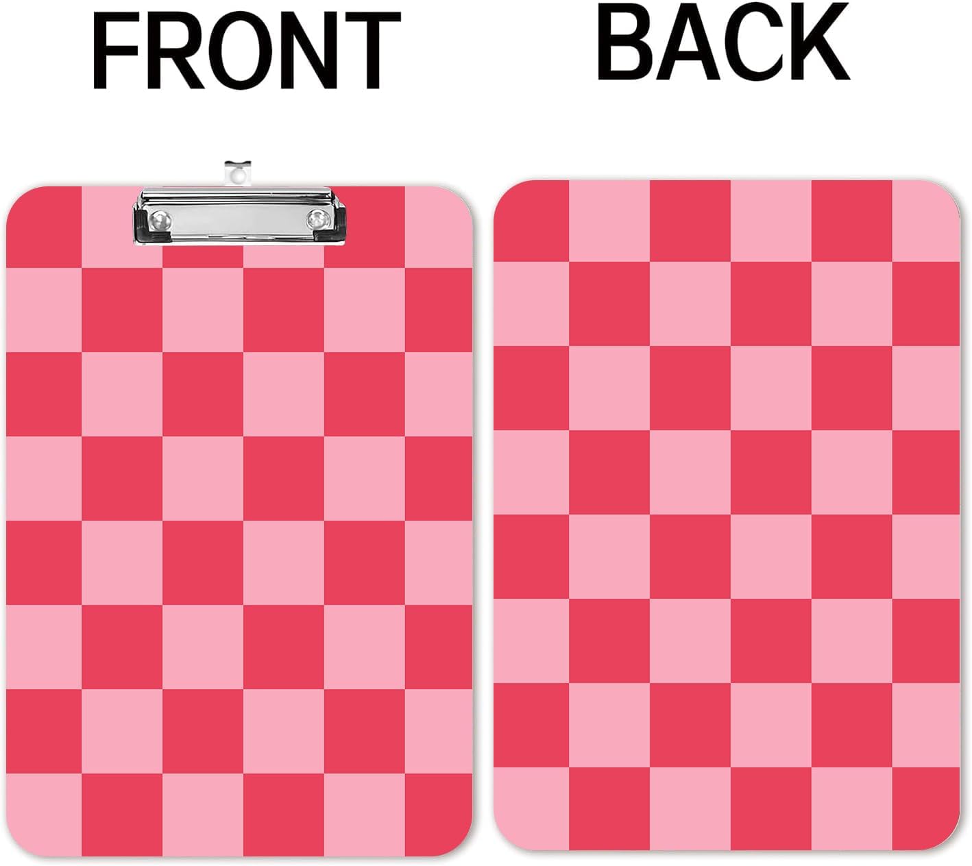 Fashion A4 Clipboard, Standard Letter Size 9" x 12.5", Decorative Wooden Clipboard with Low Profile Metal Clip for Office, School, Teachers, and Students, Light Red Plaid