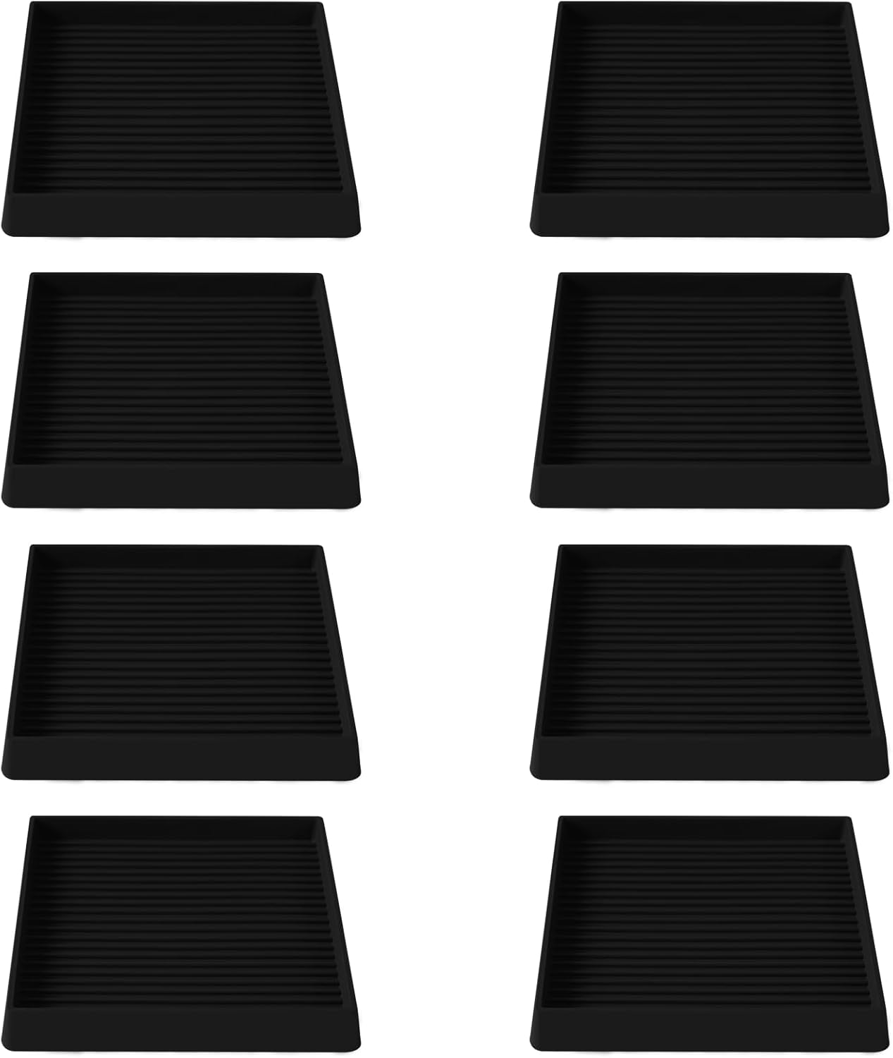 4x4 Square Rubber Furniture Caster Cups, Anti-Sliding Furniture Pads Bed Stopper Floor Protectors with Grip - Protect Any Flooring