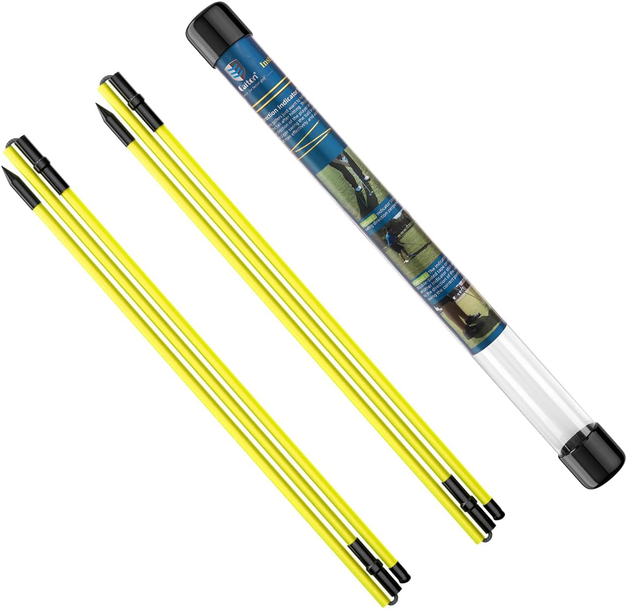 Rhino Valley Golf Alignment Sticks - 48" Collapsible Golf Practice Rods for Aiming, Putting, Full Swing Trainer, Posture Corrector with Clear Tube Case, Golf Training Equipment