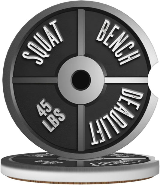 Car Cup Holder Coasters, Barbell Plate Deadlift Weight Lifting Car Coasters for Cup Holder Drinks, 2 Pack Ceramic Cute Auto Interior Accessories for Women Men