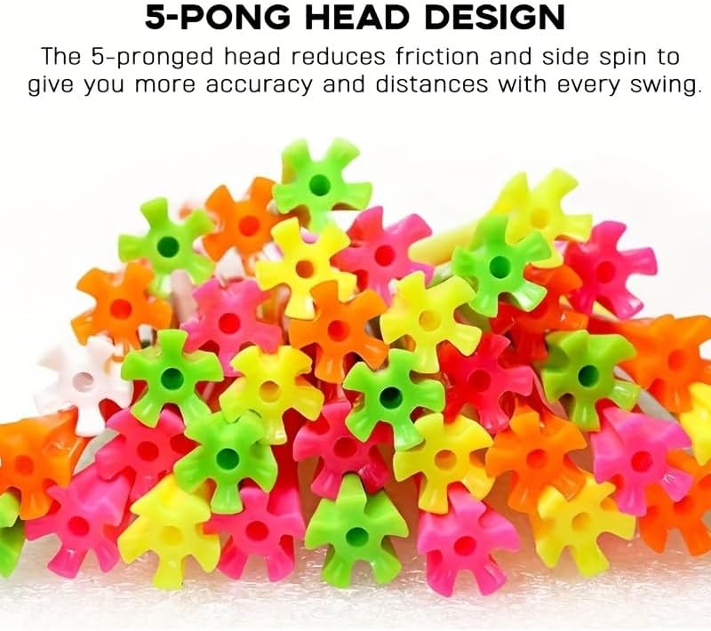 SWINGTEK 120 Pack Plastic Golf Tees,Contain 100 pcs 3-1/4 Inch Unbreakable Long Tees and 20 Short Tees,Mixed Color,Frictional Resistance Reduction