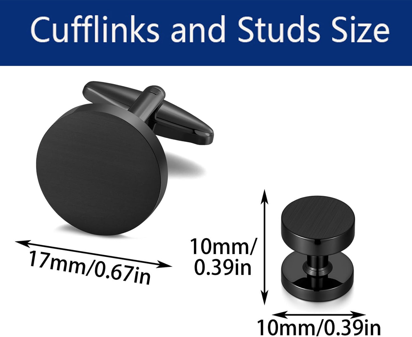 Cufflinks for Men and Tuxedo Shirt Studs Set with Gift Box Stainless Steel Cuff links