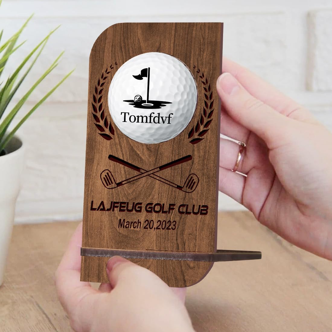 Personalised Golf Ball Holder Frame Custom Photo Name Golf Ball Display Case Wooden Golf Shadow Box Golf Ball Markers Hanger Desk Decor Gift for Men Dad Grandpa Family (Golf Ball Display Holder - 2)