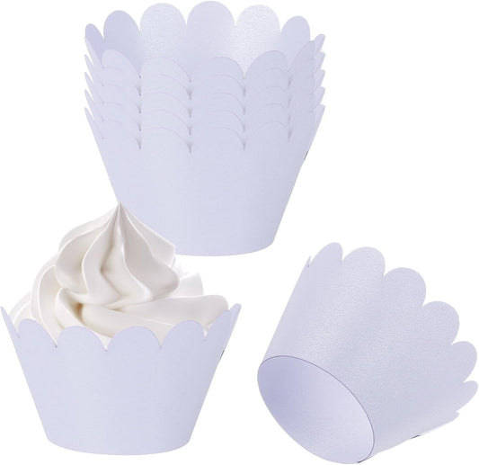 PATIKIL Cupcake Wrappers Paper, 50 Pack Baking Cups Standard Wave Decoration for Anniversary Birthday Weddings and Parties, Light Purple