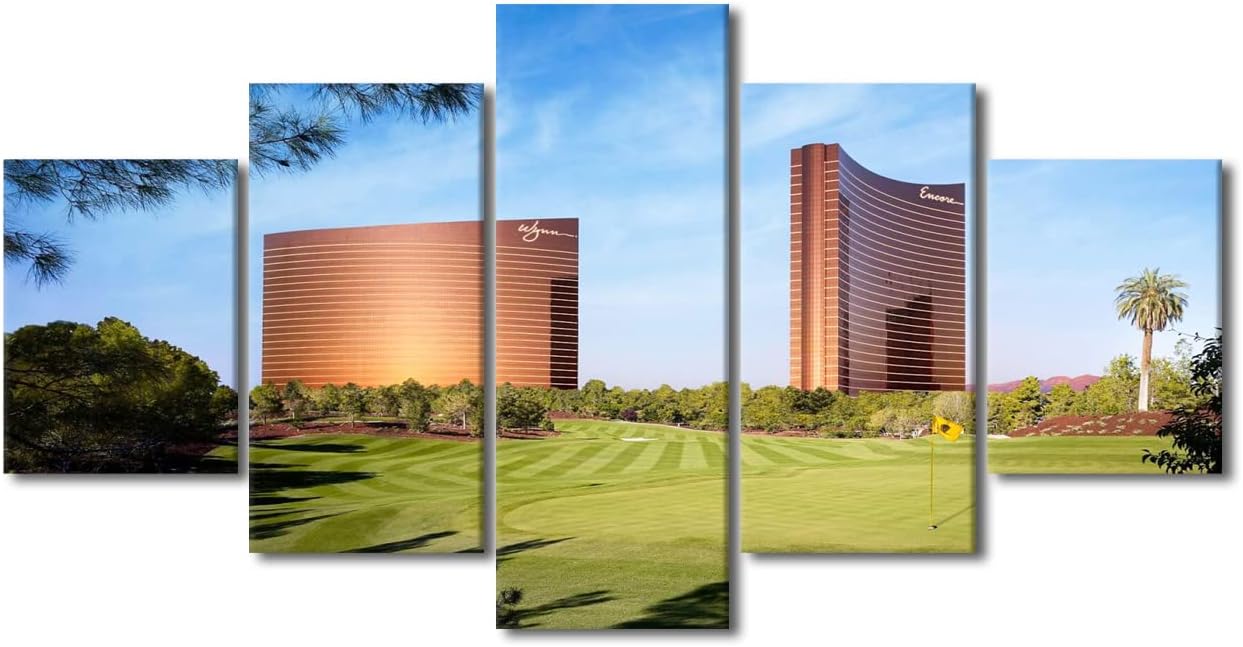 Native American Golf Wall Decor Course Posters and Prints on Canvas Golf Course Field Paintings 5 Panel Wall Art Artwork Pictures Artwork Home Decor for Living Room Framed Ready to Hang - 60"W x 32"H