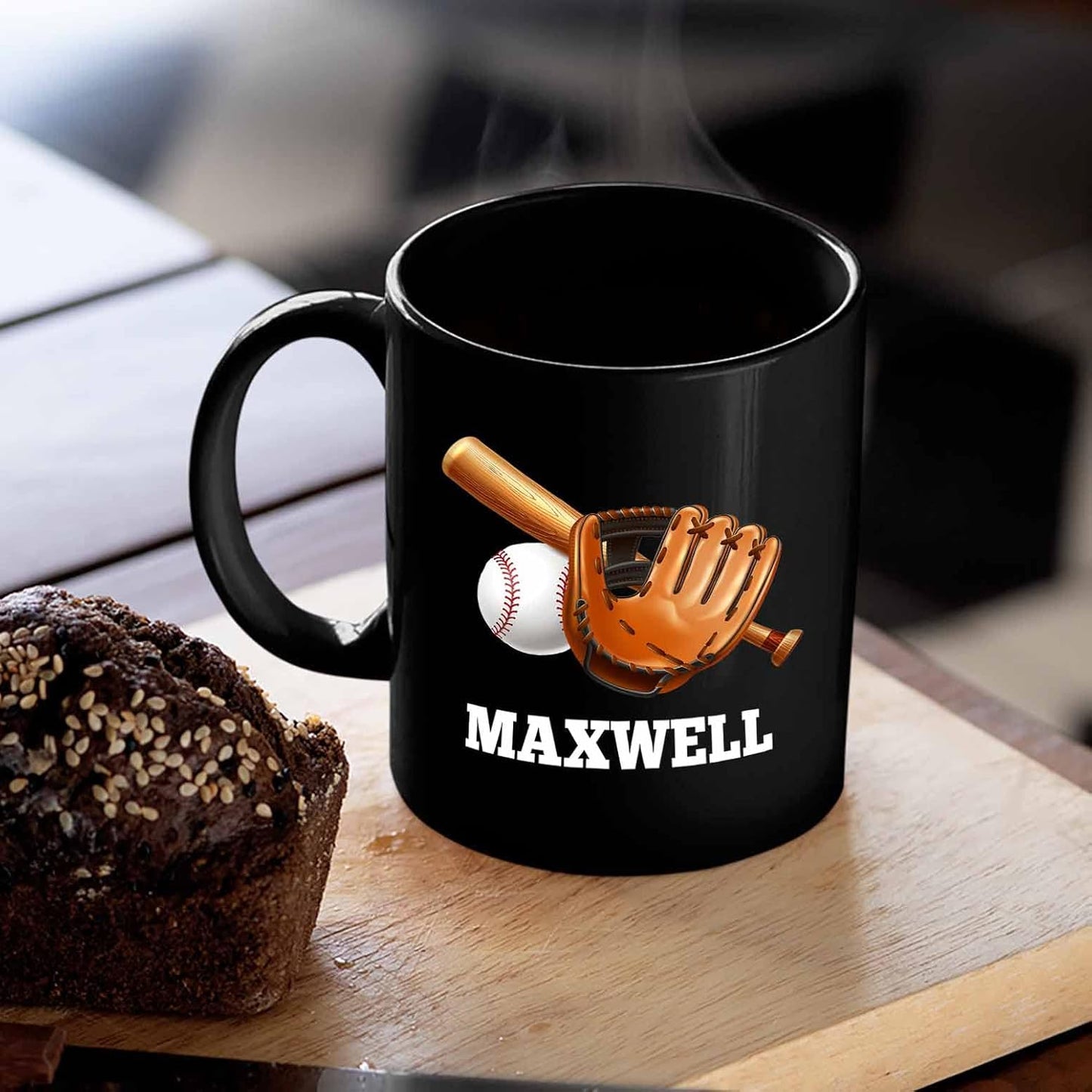 Personalized Baseball Player Coffee Mugs & Cups - Choose Player's Name, Customized Sport Black Ceramic Mugs 11 Oz & 15 Oz, Travel Mug Gifts For Men, Women & Coach
