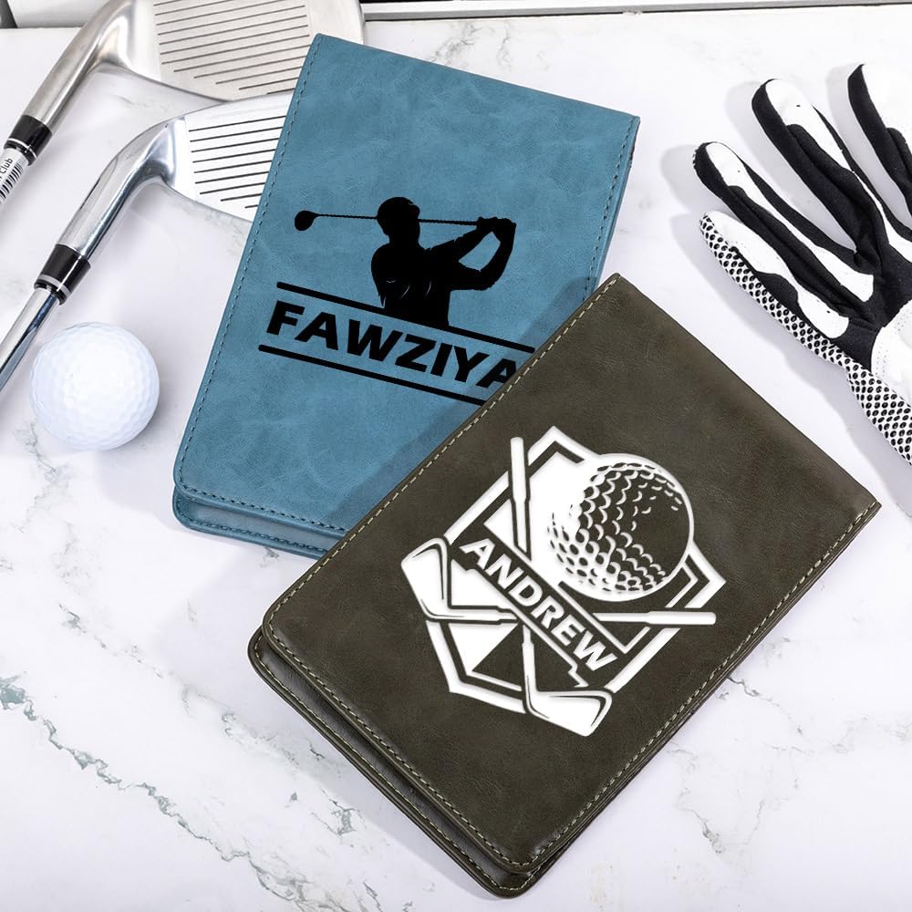 Personalized Leather Golf Scorecard Holder Customize Name Golf Yardage Book Cover Accessories Father Day Christmas Birthday Gifts for Men Women