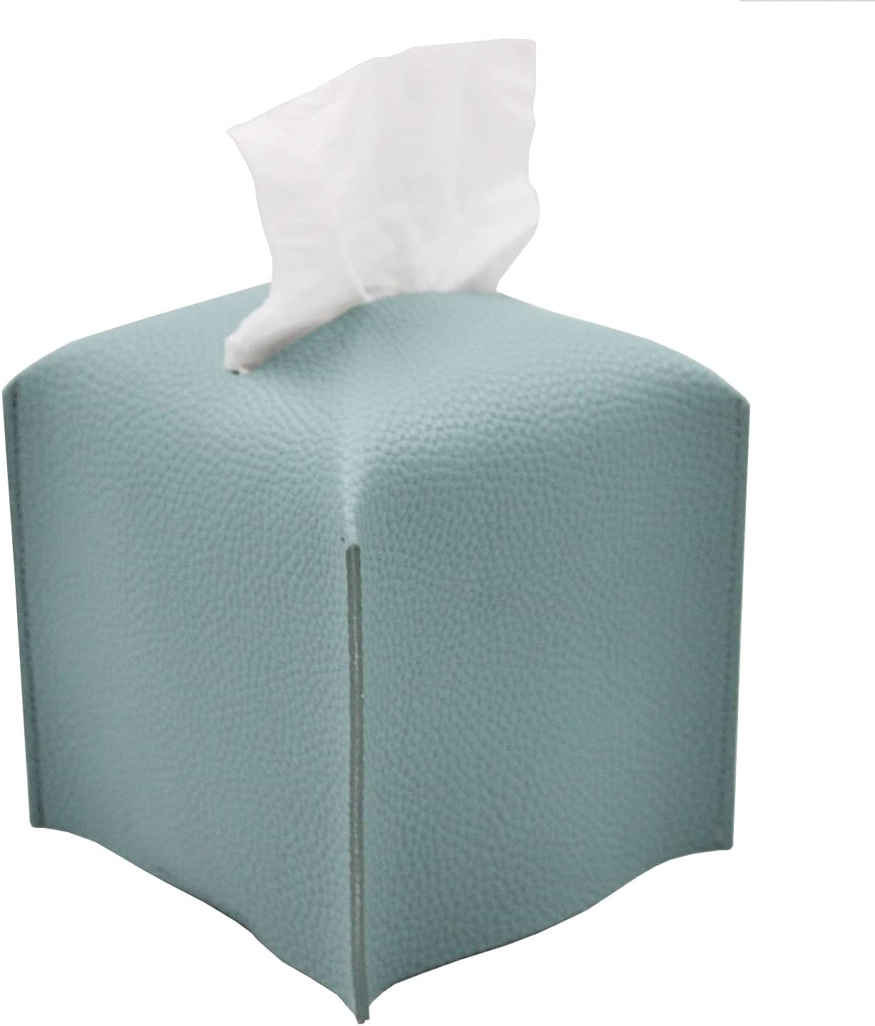 Livelab Tissue Box Cover, Square Decorative PU Leather Tissue Box Holder Modern Tissue Case Facial Paper Organizer Dispenser for Bathroom, Vanity Countertop, Night Stands, Desk 5X5X5'' | Blue