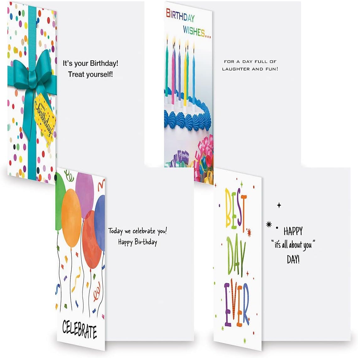 Current Confetti Fun Happy Birthday Greeting Card Set - Value Pack of 20 Cards With White Envelopes, 10 Designs, Large 5" x 7" Assortment