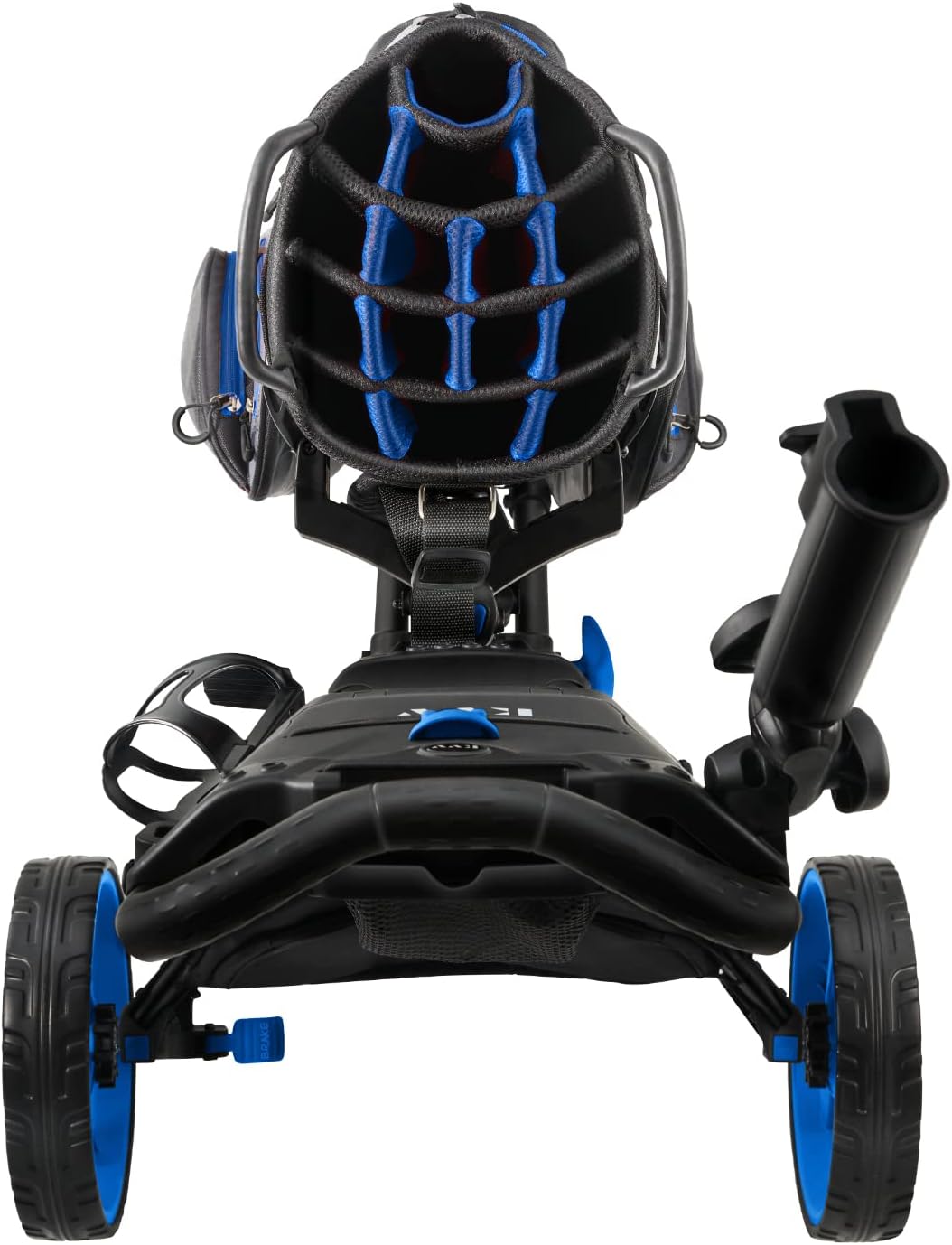 KVV 3 Wheel 360 Rotating Front Wheel Golf Push Cart Open and Close in ONE Second-Free Umbrella Holder Included