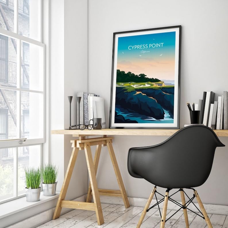 Nationcog Golf Print of Cypress Point Club - California, USA, Cypress Point Golf Course Poster, California Golf Art, Pebble Beach Golf Print, Scenic Golf Landscape (Unframed) (24x36)