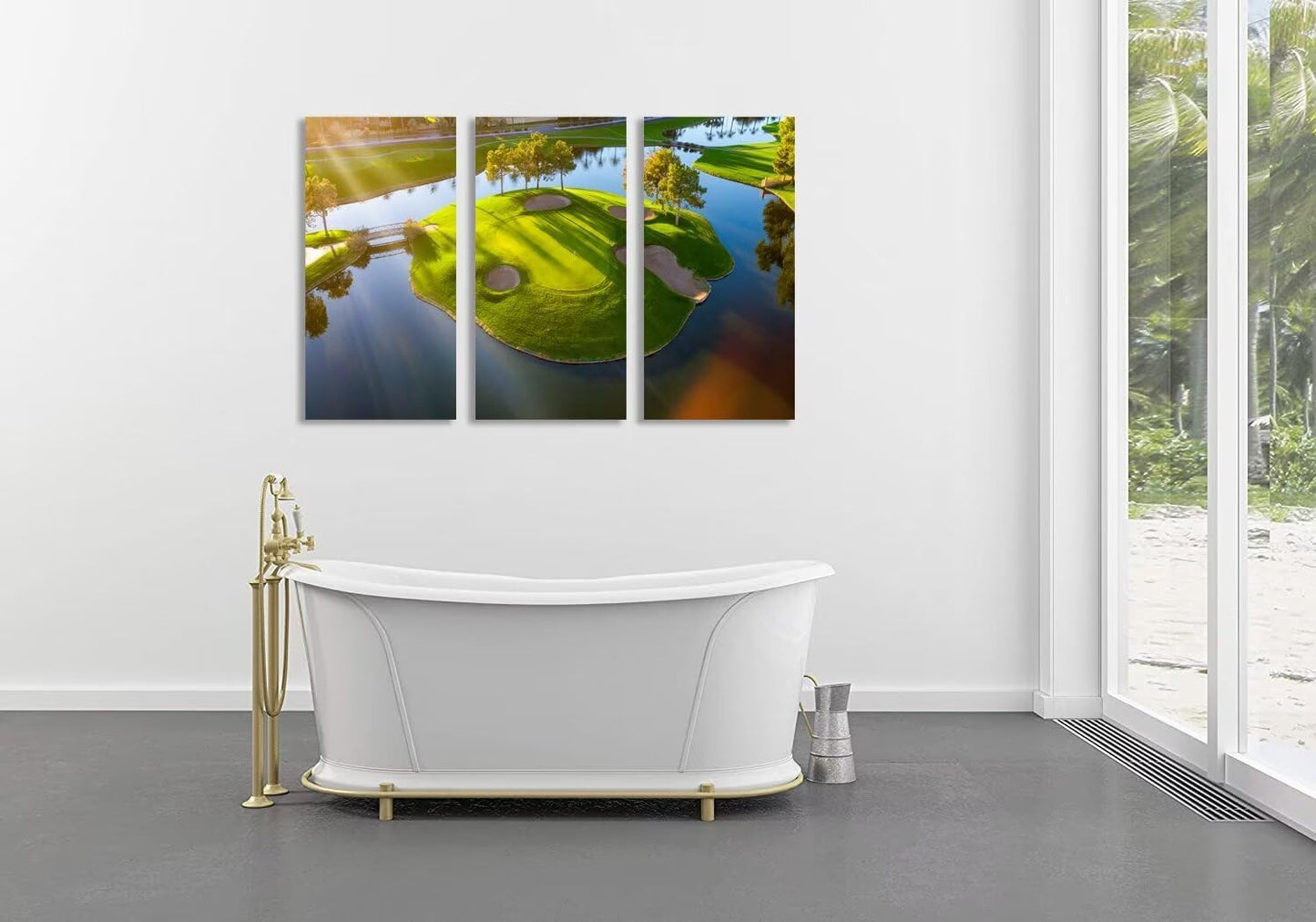 Island Golg Hole in Arizona Golf Course Wall Art for Living Room Bedroom Bathroom Home Decoraitons Golf Course Pictures Posters Framed Artwork Canvas Prints Ready to Hang(12''W x 24''H x3)
