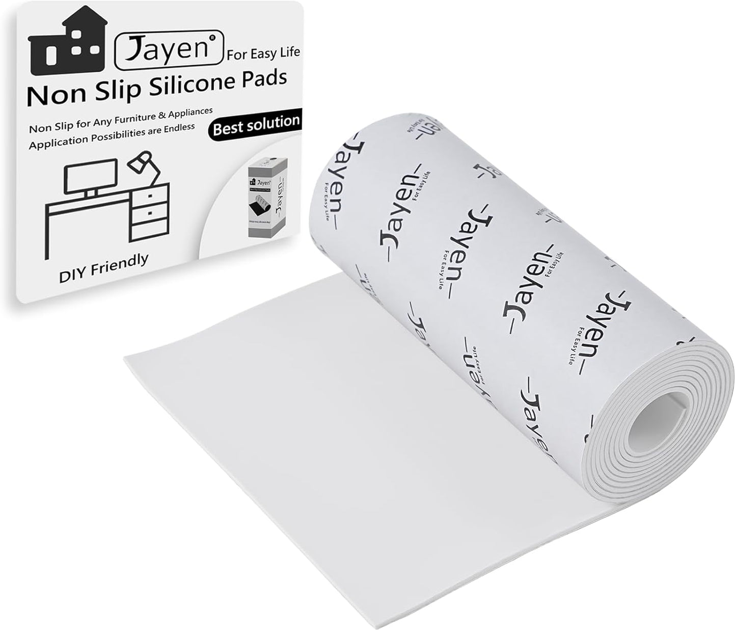 Non Slip Self Adhesive Silicone Cuttable Furniture Pads - 5x40 inch Anti-Sliding Rubber Floor Protectors for Any Furniture and Appliances