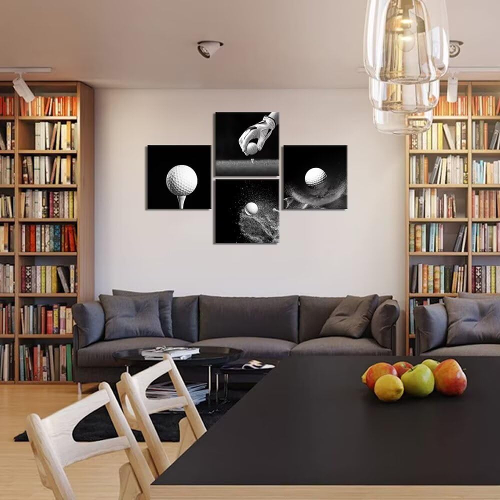 Pankila Golf Ball Wall Art for Office Living Room Bedroom Golf Pictures Canvas Prints California Golf Wall Decor Home Decorations Painting Framed Artwork Ready to Hang (20''W x 20''H x 4)