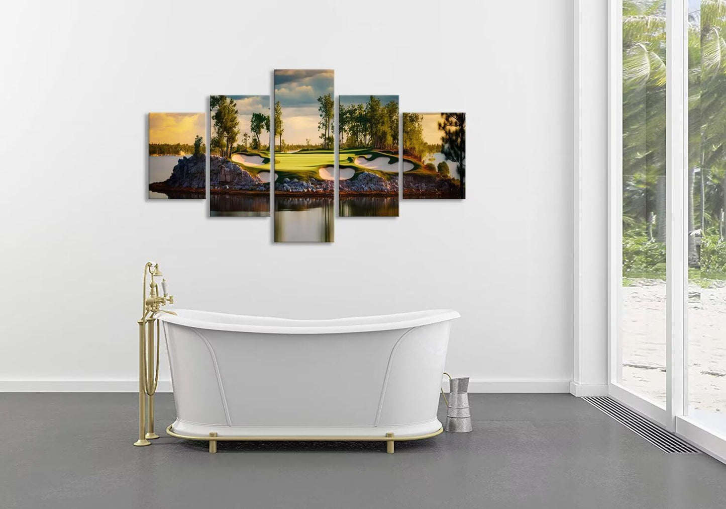 Augusta Golf Course Wall Art for Living Room Bedroom Bathroom Wall Decor Golf Course Pictures Posters Canvas Prints Modern Framed Artwork Ready to Hang(60''W x 32''H)