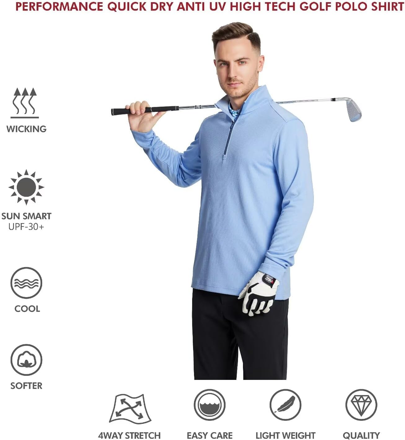 M MAELREG Quarter Zip Golf Pullover Men Dry Fit Long Sleeve Performance Wicking Mock Neck 1/4 Zip Pullover Mens Sweatshirt