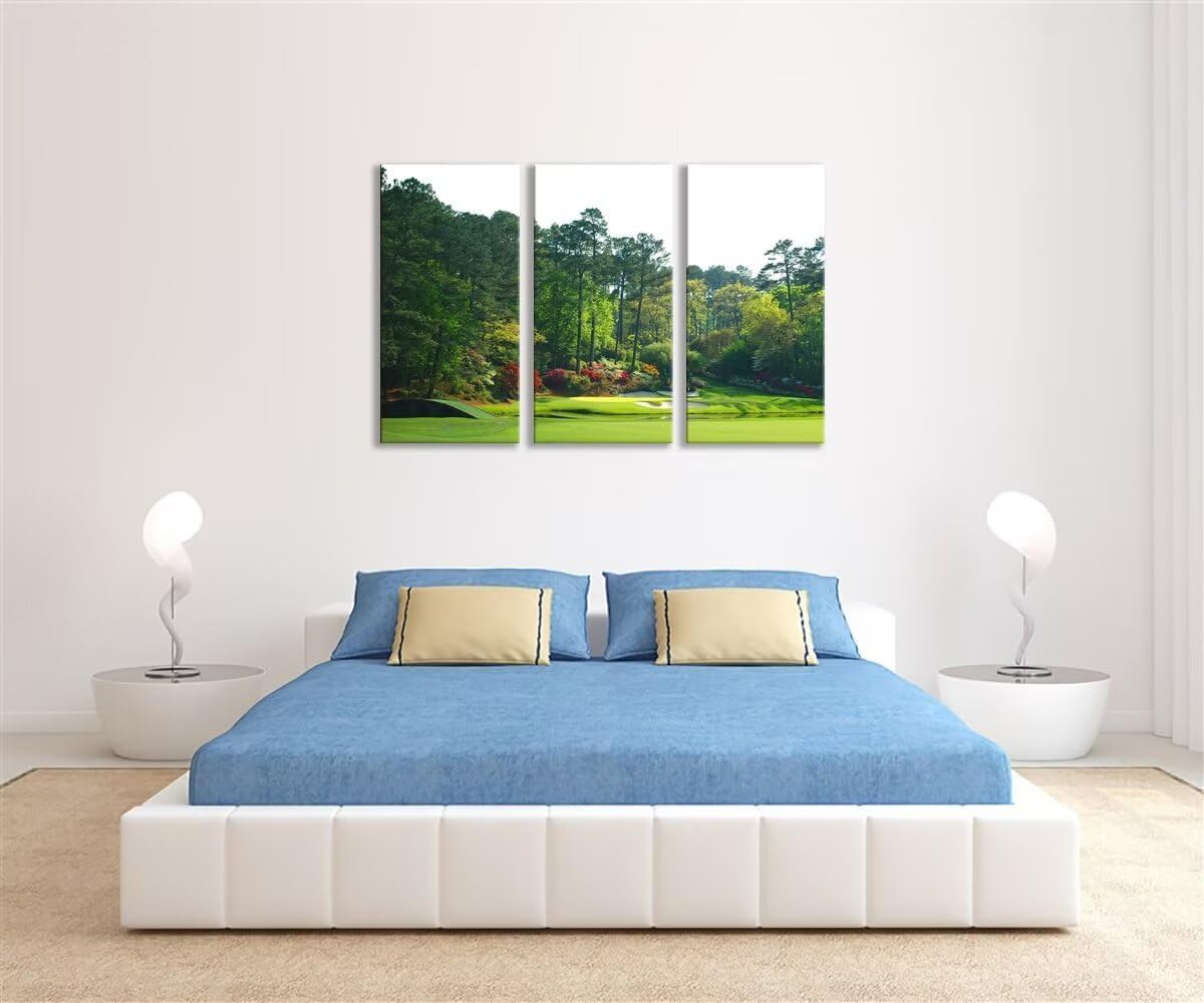 Augusta National Golf Course Wall Art for Living Room Bedroom Home Decoraitons USA Golf Course Pictures Posters Framed Artwork Canvas Prints Ready to Hang(12''W x 24''H x3)