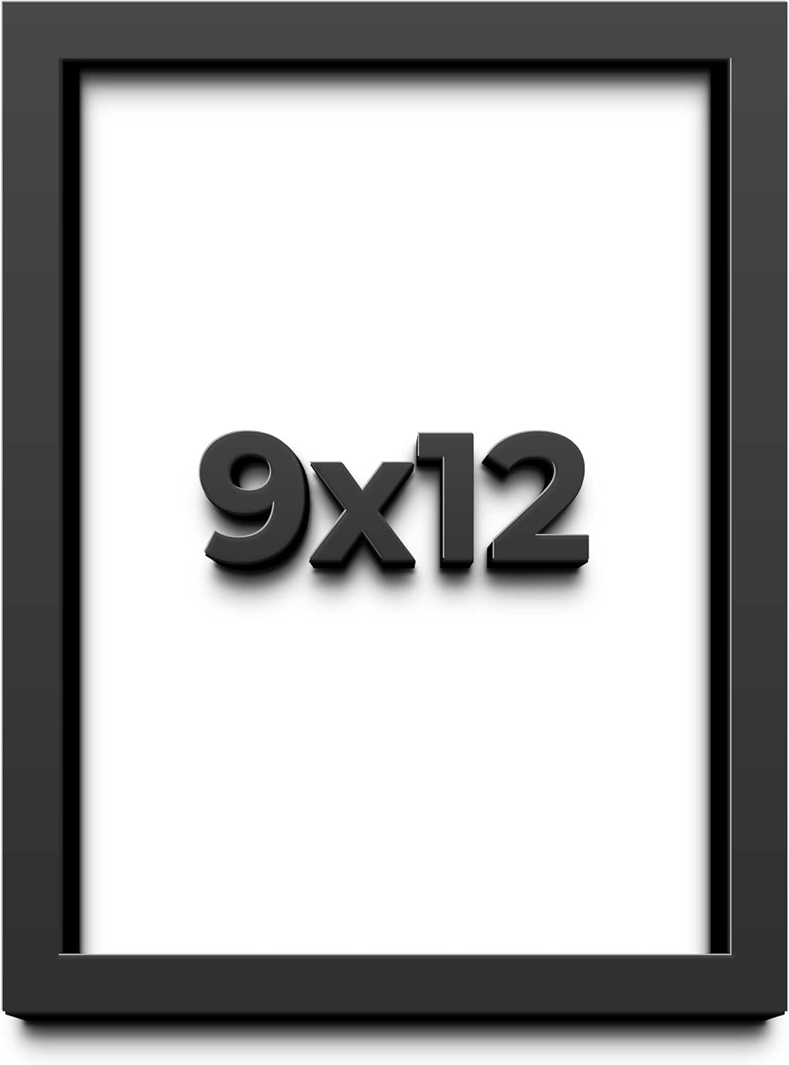 9x12 Shadow Box Black Solid Wood Display Picture Frame with White Acid-Free Backing UV Acrylic & Hanging Hardware - with 3/4" Usable Depth