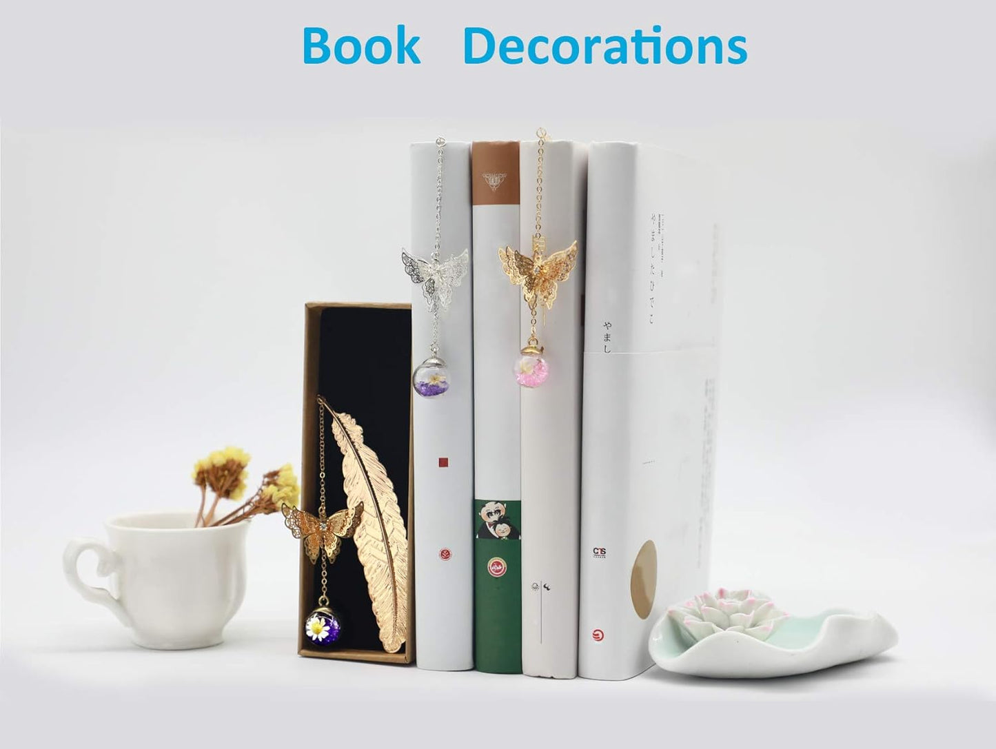 Vintage-Style Metal Feather Bookmark with Butterfly Pendant Mothers Day End of Year Teacher Appreciation Gifts for Women Girls Mom Lady Readers Book Lovers