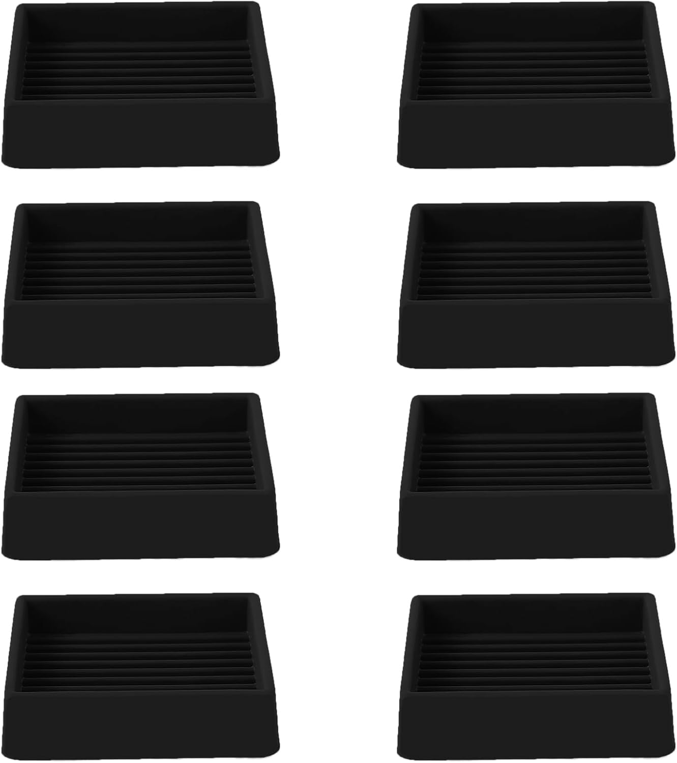 2x2 Square Rubber Furniture Caster Cups, Anti-Sliding Furniture Pads Bed Stopper Floor Protectors with Grip - Protect Any Flooring