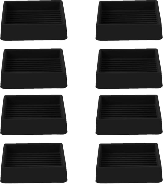 2x2 Square Rubber Furniture Caster Cups, Anti-Sliding Furniture Pads Bed Stopper Floor Protectors with Grip - Protect Any Flooring