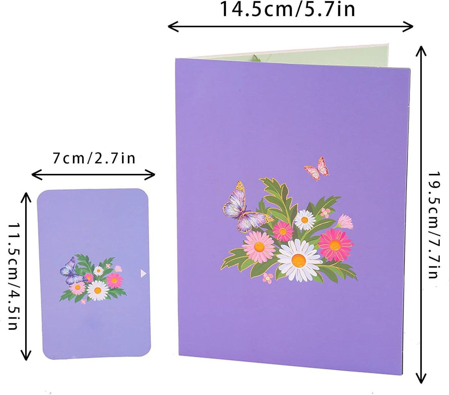 3D Butterfly Greeting Cards, Flowers Pop Up Birthday Cards, for Mom, Sister, Grandmother, Wife, Daughter, and other women, with envelope
